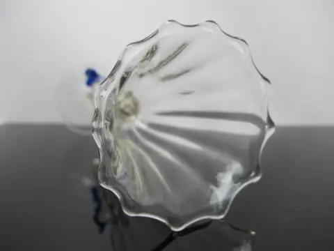 Venetian Hand Blown Art Glass Decorative Tipetto Wine Goblet With Blue Wings, photo 3 of 8