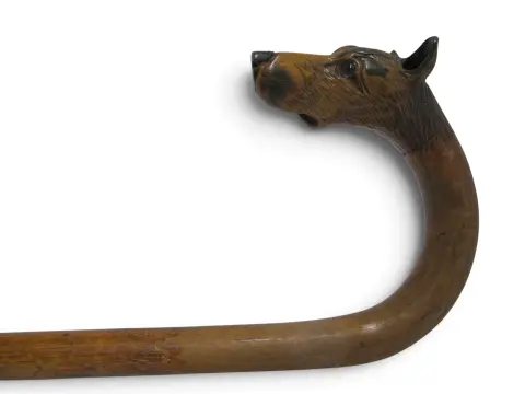 Victorian Carved Black Forest Greyhound Dog Handle Walking Stick Hook Cane, photo 2 of 9