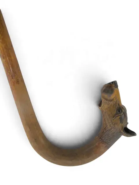 Victorian Carved Black Forest Greyhound Dog Handle Walking Stick Hook Cane, photo 4 of 9