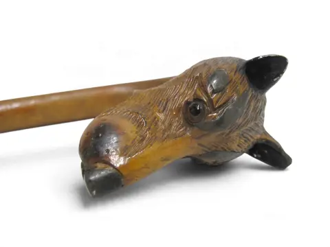 Victorian Carved Black Forest Greyhound Dog Handle Walking Stick Hook Cane, photo 5 of 9