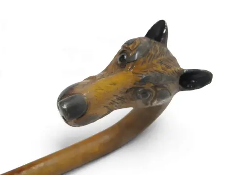 Victorian Carved Black Forest Greyhound Dog Handle Walking Stick Hook Cane, photo 6 of 9