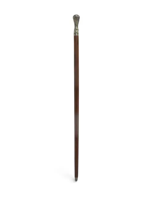 Victorian Floral Chased Silver Plate Cigar Smugglers Walking Stick Cane, photo 2 of 10