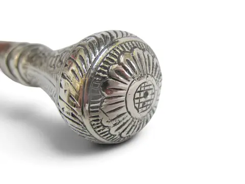 Victorian Floral Chased Silver Plate Cigar Smugglers Walking Stick Cane, photo 5 of 10