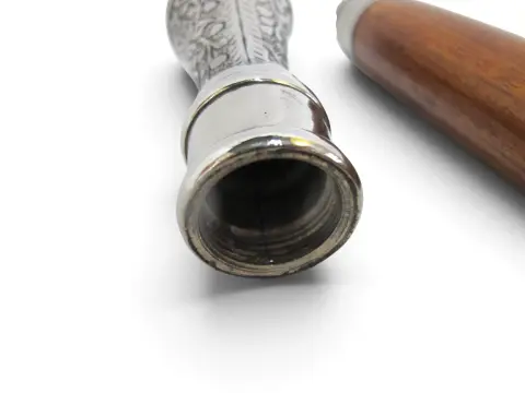 Victorian Floral Chased Silver Plate Cigar Smugglers Walking Stick Cane, photo 9 of 10