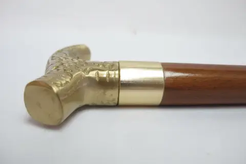 Victorian Floral Embossed Brass Walking Tippling Stick Cane W/Hidden Cork Screw, photo 8 of 11