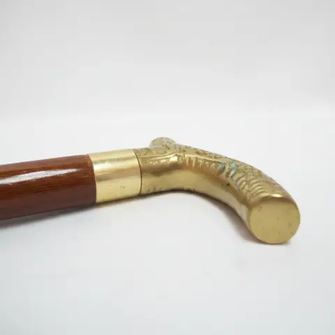 Victorian Floral Embossed Brass Walking Tippling Stick Cane W/Hidden Cork Screw, photo 10 of 11