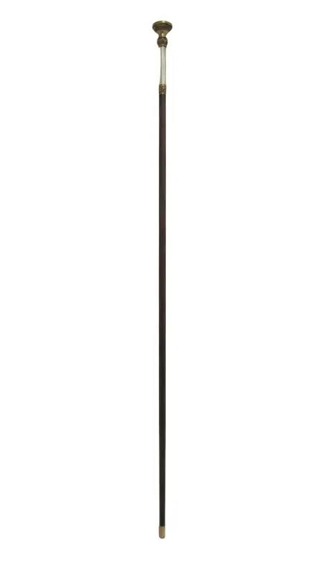 Victorian Ornate Repousse Brass & Mother of Pearl Walking Stick Cane, photo 2 of 8