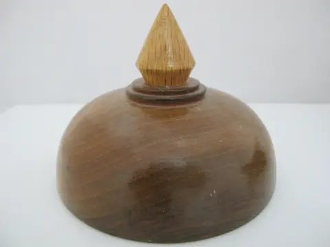Vintage 1976 Hand Turned Wood Geometric Circular Box With Dome Lid, photo 7 of 10