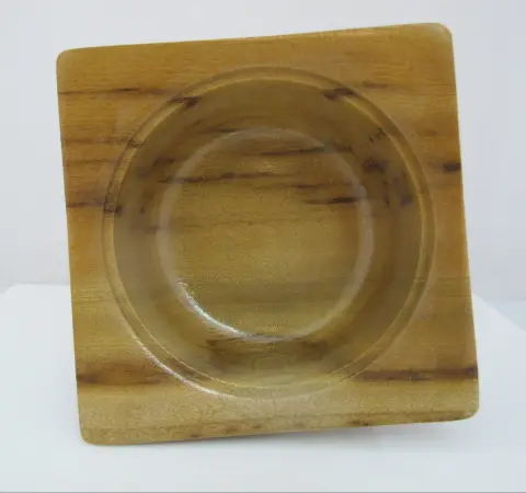 Vintage 1976 Hand Turned Wood Geometric Circular Box With Dome Lid, photo 8 of 10
