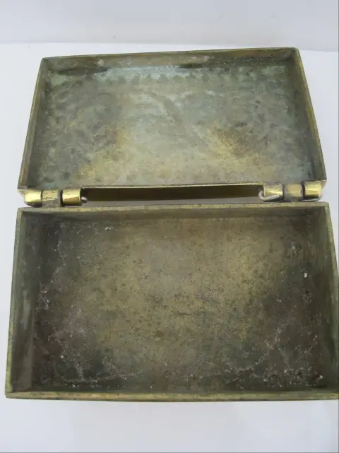 Vintage Betel Nut Engraved Scroll Brass Philippines Snuff Box Pair, photo 8 of 12