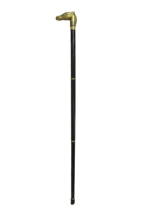 Vintage Brass Horse Head Wood Walking Stick Cane Hidden Cork Screw, photo 2 of 11