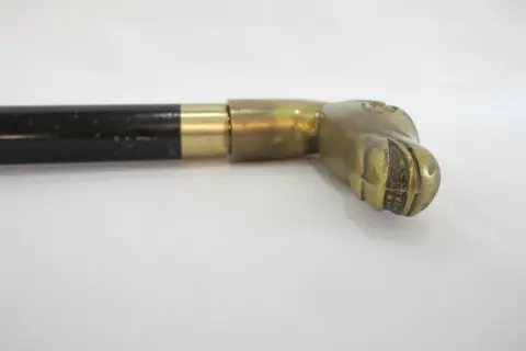 Vintage Brass Horse Head Wood Walking Stick Cane Hidden Cork Screw, photo 5 of 11