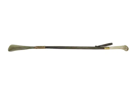 Vintage Deer Stag Antler Handle Wood Natural Ox Horn Shoehorn Stick, photo 1 of 6