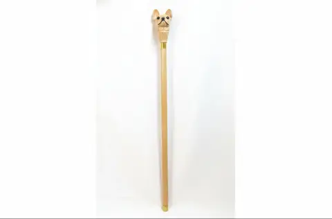 Vintage French Bulldog Dog Head Handle Walking Stick Cane, photo 2 of 8
