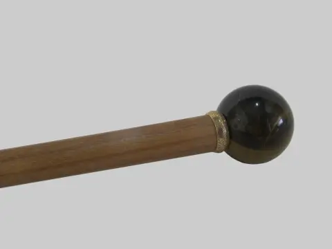 Vintage TIGERs Eye Crystal Ball Knob Wood Walking Stick Cane, photo 4 of 9