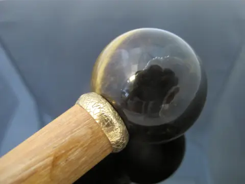 Vintage TIGERs Eye Crystal Ball Knob Wood Walking Stick Cane, photo 8 of 9