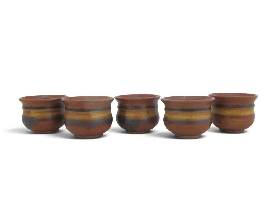 WALLY SCHWAB Pacific NW Stoneware Studio Pottery Small Pot or PUNCH CUP Set of 5