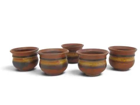 Wally Schwab Pacific Nw Stoneware Studio Pottery Small Pot or Punch Cup Set of 5, photo 2 of 10