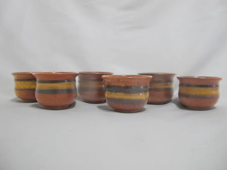 WALLY SCHWAB Pacific NW Stoneware Studio Pottery Small Pot or PUNCH CUP Set of 6