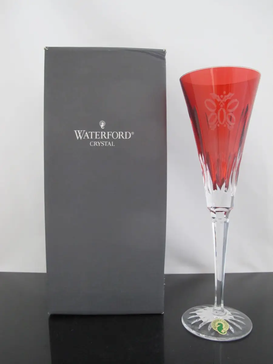 WATERFORD Crystal 12 Days of Christmas 5 GOLDEN RINGS Crimson Champagne Flute