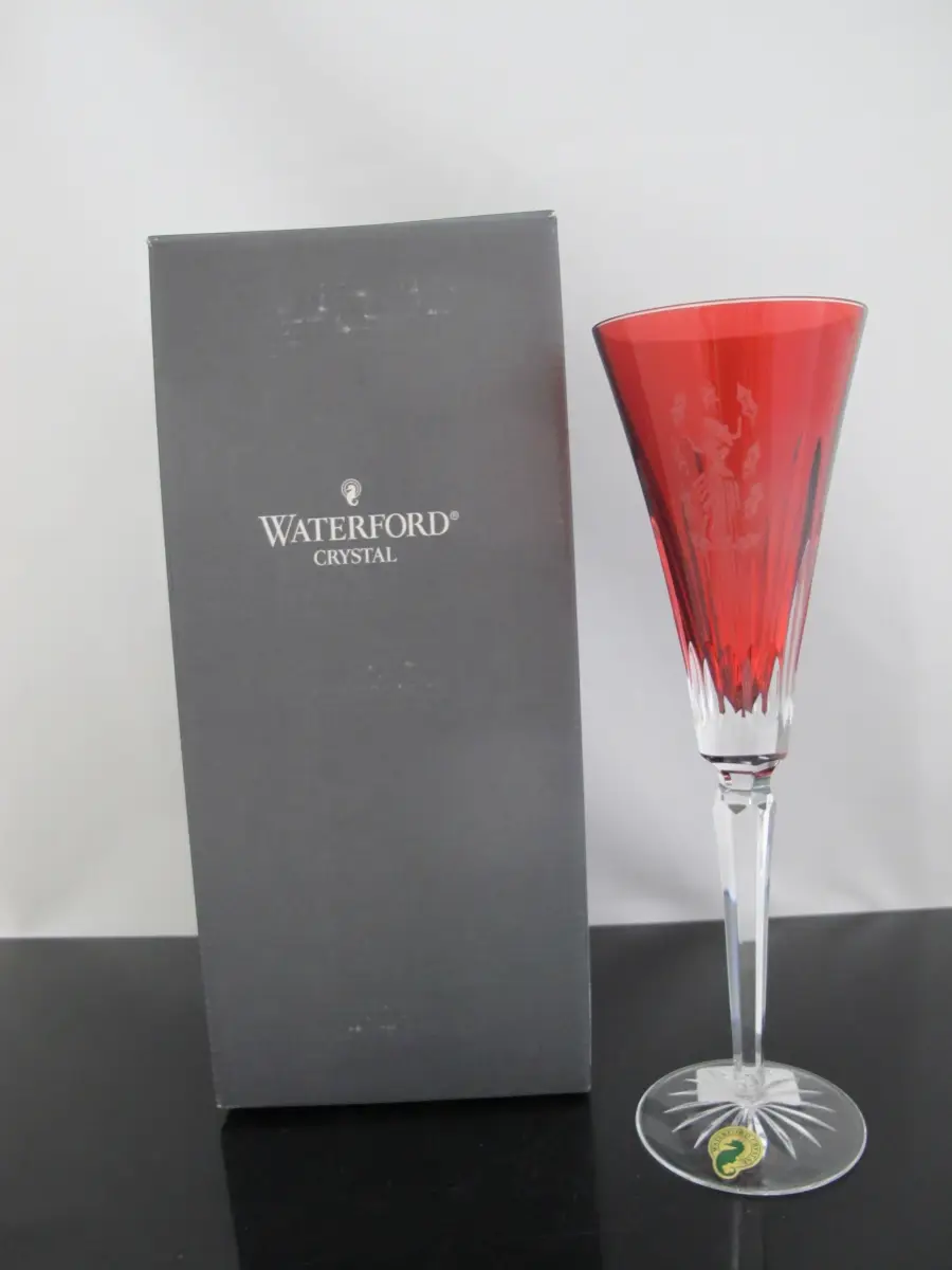 WATERFORD Crystal 12 Days of Christmas 9 LADIES DANCING Crimson Champagne Flute