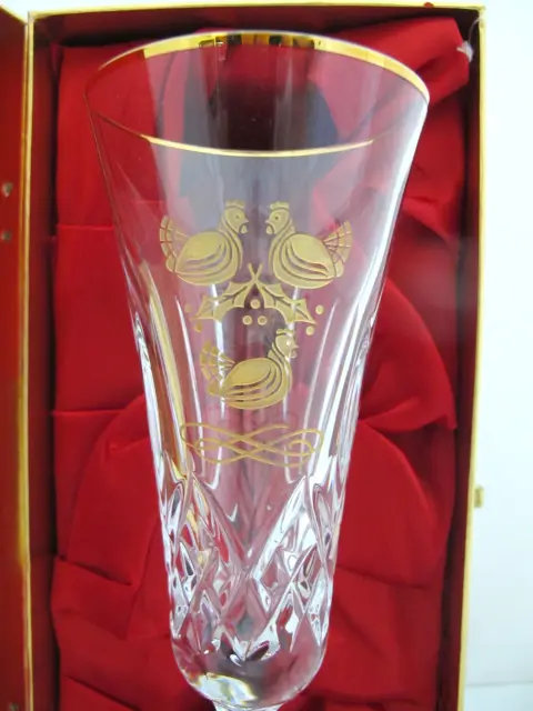 Waterford Crystal 3 French Hens 12 Days of Christmas Gold Champagne Flute in Box, photo 3 of 12