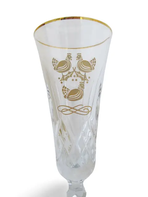 Waterford Crystal 3 French Hens 12 Days of Christmas Gold Champagne Flute in Box, photo 9 of 12