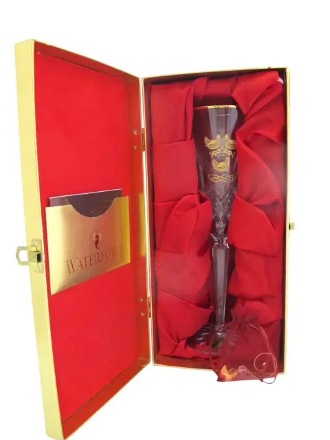 Waterford Crystal 3 French Hens 12 Days of Christmas Gold Champagne Flute in Box, photo 11 of 12