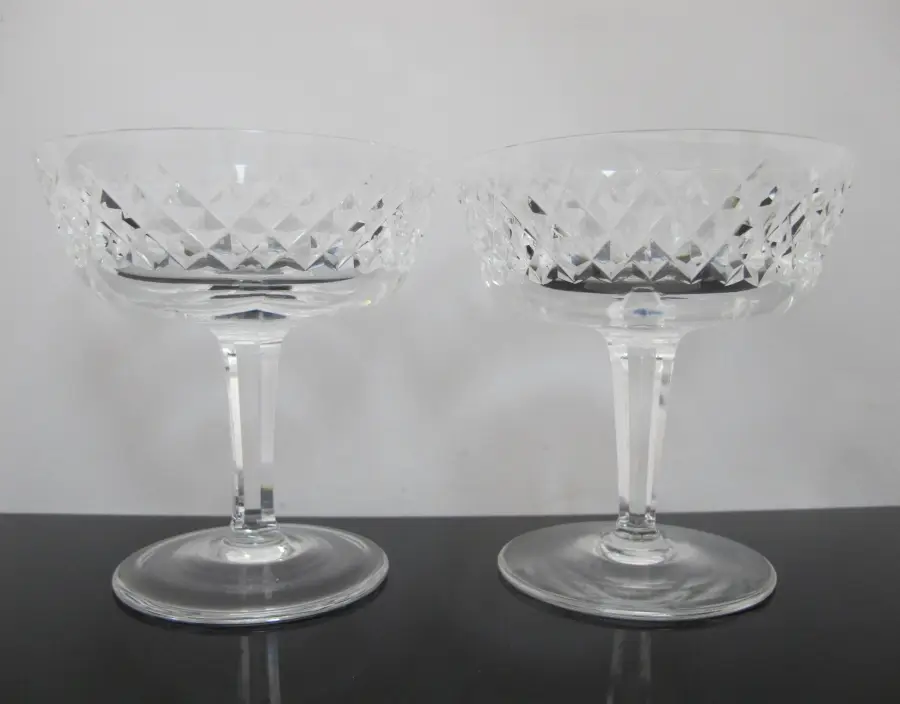 WATERFORD Crystal ALANA Champagne Coupe Sherbet Glass 4 1/8" Pair