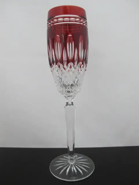 Waterford Crystal Clarendon Ruby Red Champagne Flute Glass Pair, photo 5 of 8