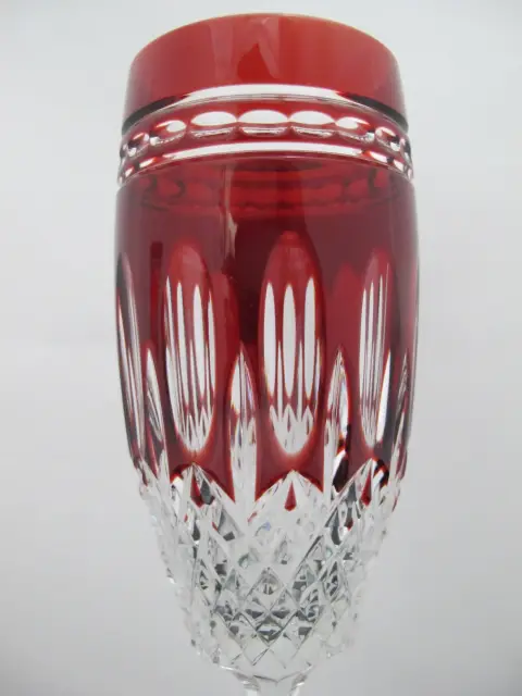 Waterford Crystal Clarendon Ruby Red Champagne Flute Glass Pair, photo 6 of 8