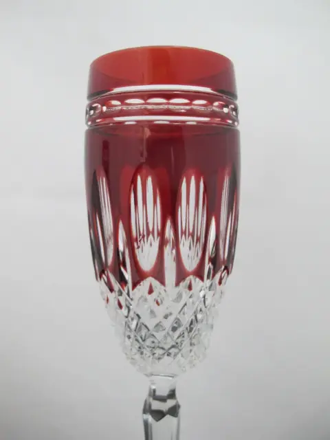 Waterford Crystal Clarendon Ruby Red Champagne Flute Glass Pair, photo 7 of 8
