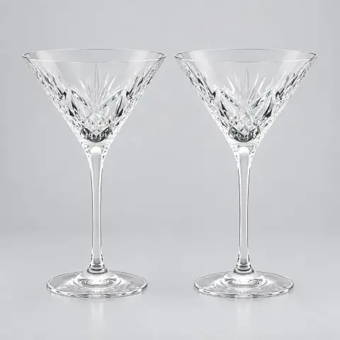 Waterford Crystal Huntley Martini Glass Smooth Stem 6 7/8" Pair, photo 1 of 9