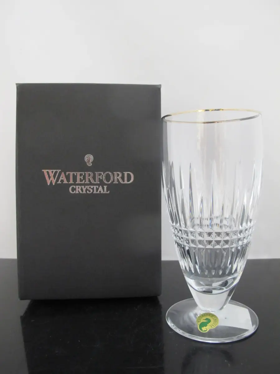 WATERFORD Crystal LISMORE Diamond Platinum ICED TEA Glass Unused in Box