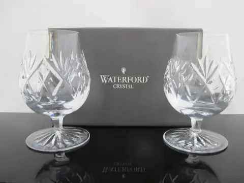 Waterford Crystal Monaghan 4 5/8" Brandy Glass Snifter Pair Unused Original Box, photo 1 of 10