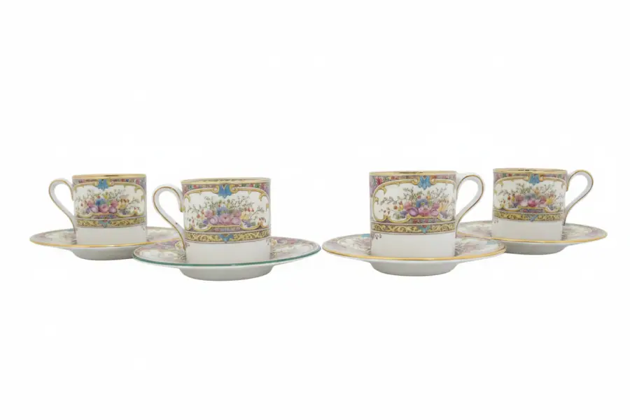 WEDGWOOD Colorful Floral ST AUSTELL China Demitasse Coffee Cup & Saucer Set