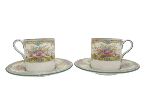 Wedgwood Colorful Floral St Austell China Demitasse Coffee Cup & Saucer Set, photo 2 of 12